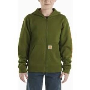 Carhartt Kids Green Full Zip Fleece Hoodie Jacket Size S 8 10 Model TS8675B